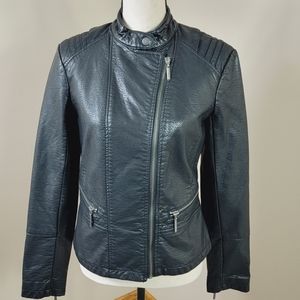 Bernardo Black Vegan Leather Moto Style Jacket Sz Small